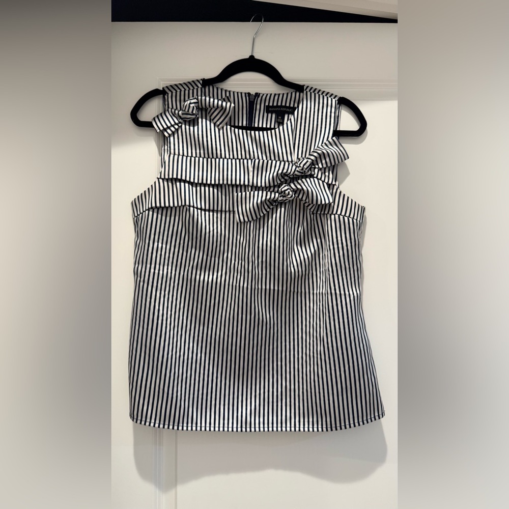 Banana Republic Navy and White Striped Top